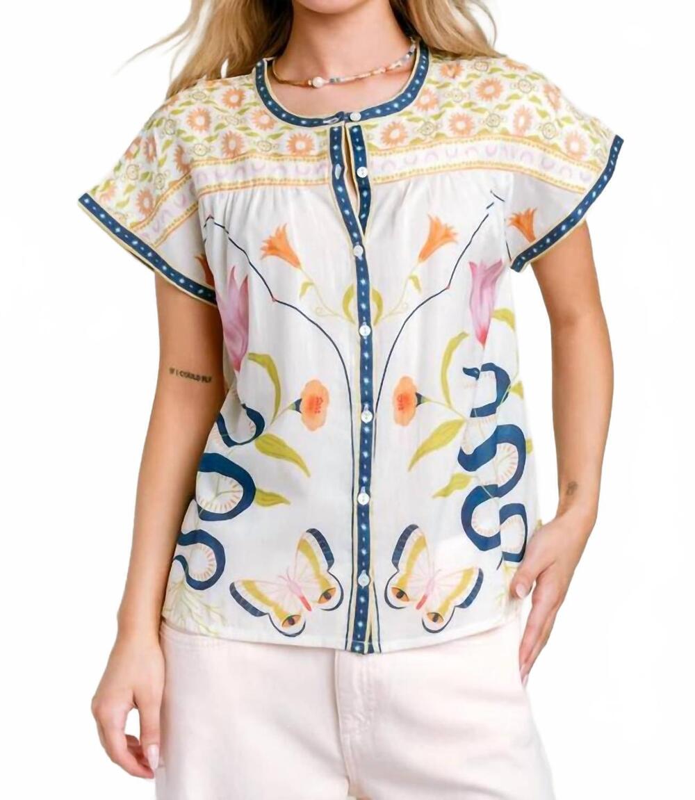 NEW CLEOBELLA women's hadley front button top in montecito